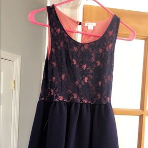 Navy and pink lace summer dress